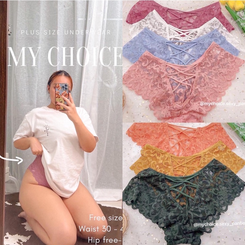 My choice - (angel anergy ) กางเกงในลูกไม้ไซส์ใหญ่ สายไขว้แหวกด้านหลัง มีซับในใส่สบาย