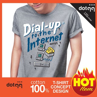 ใหม่⚡เสื้อยืด dotๆๆแท้! ลาย Dial-up (สีเทา)