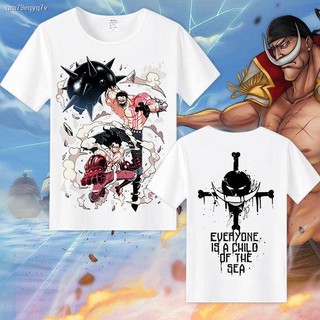 เสื้อยืดผ้าฝ้ายพิมพ์ลายขายดี เสื้อยืดอนิเมะ✥เสื้อยืด One Piece be my son หนวดขาวพิมพ์ลายสองด้าน อะนิเมะรอบแขนสั้นชายและห