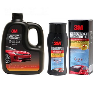 3M แชมพูผสมแว๊กซ์ ขนาด 1,000 มิลลิลิตร &amp; 8889LT ผลิตภัณฑ์เคลือบกระจกป้องกันน้ำเกาะ 200 ml.