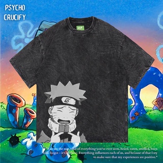 เสื้อยืดโอเวอร์ไซส์เสื้อยืด ขนาดใหญ่ พิมพ์ลาย Psycho Crucify Uzumaki Naruto | หินล้างทําความสะอาด | เสื้อยืด ขนาดใหญ่ |