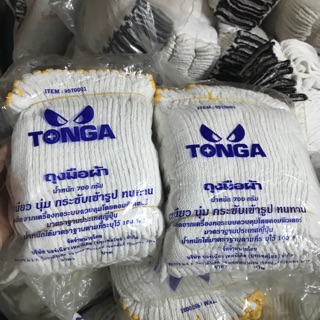 ถุงมือผ้าถัก ขอบเหลือง 700กรัม  TOAGA  แพ็ค12คู่