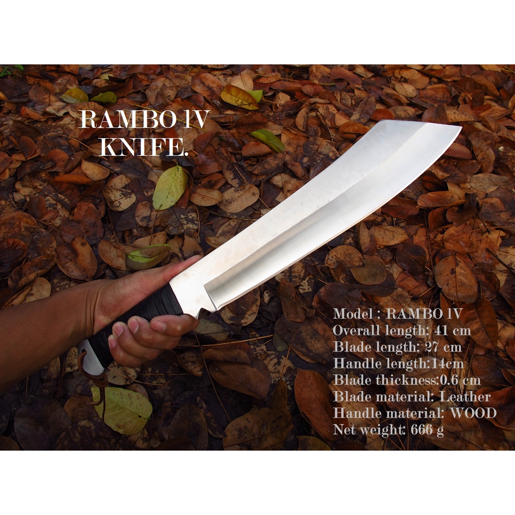 มีดเดินป่าเดินป่า RAMBO IV สีเงิน ขนาด 17 นิ้ว OME พร้อมซองหนัง