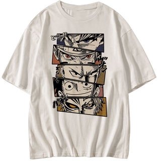 เสื้อยืดผ้าฝ้ายพรีเมี่ยม 2022 spring and summer new style anime Naruto One Piece 100% cotton Japanese Harajuku t-shirt m