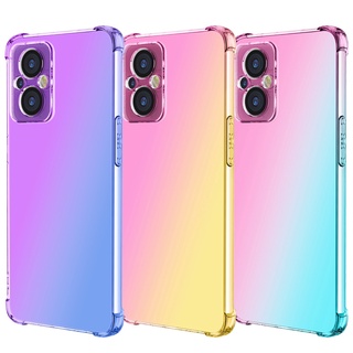 Oppo Reno 8Z 7Z 5G 8 7 Pro 5G ป้องกันการหล่น สีรุ้ง 2 สี TPU เคสใส นิ่ม เคสไล่ระดับอากาศ เคสกันกระแทก