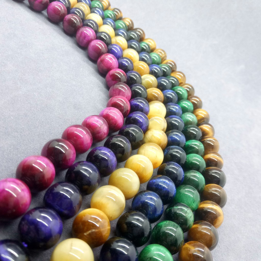 7 สีไทเกอร์อายลูกปัด 4-12 มิลลิเมตรรอบธรรมชาติหลวมหิน Diy รูปที่ 4