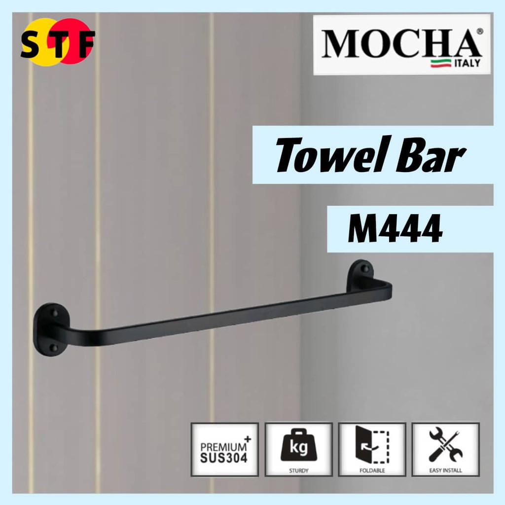 Mocha Italy - STAINLESS STEEL 304 TOWEL BAR 750MM LONG (M444)Matt Black Finishing HIGHLY RECOMMENDED