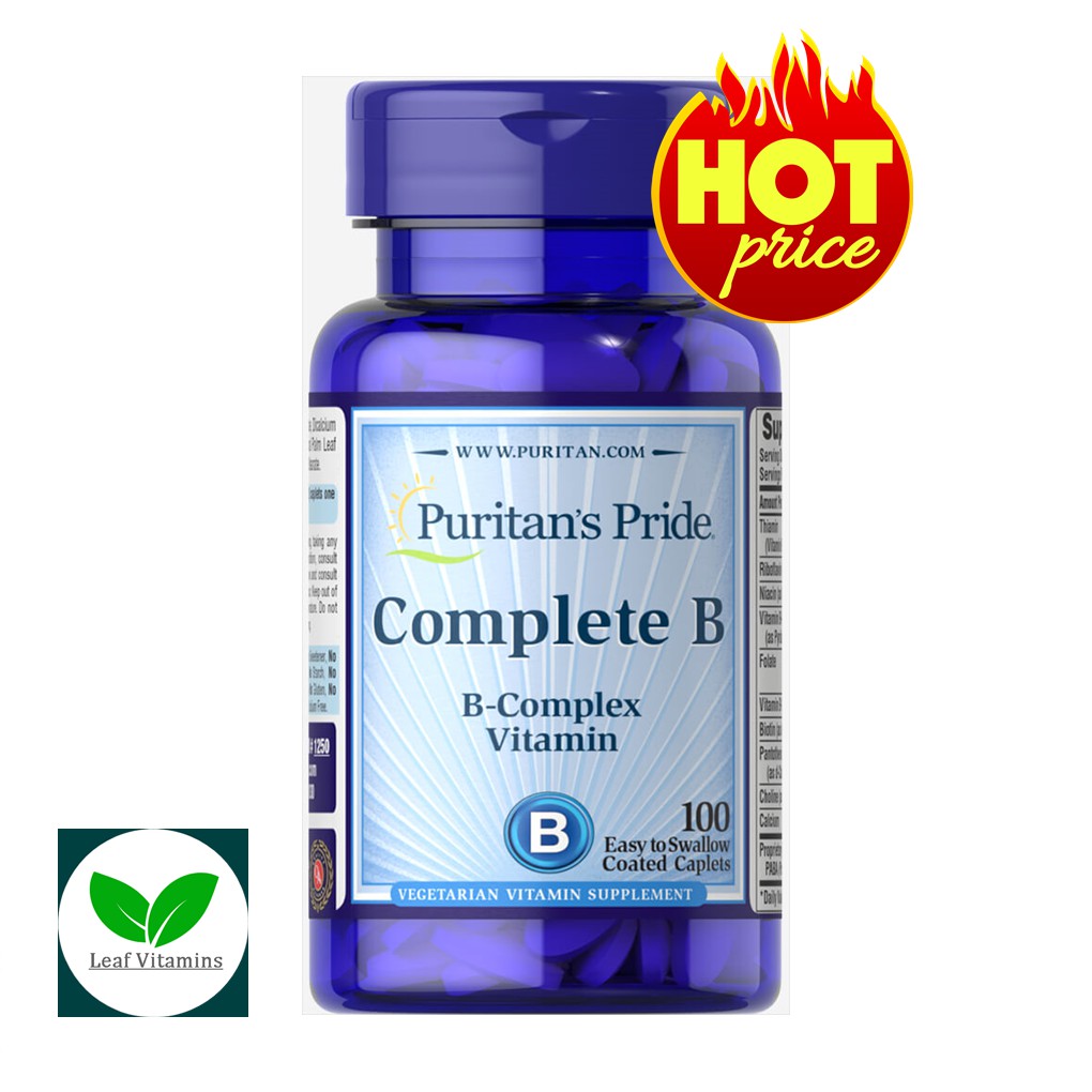 Puritan's Pride Complete B (Vitamin B Complex) / 100 Caplets Shopee