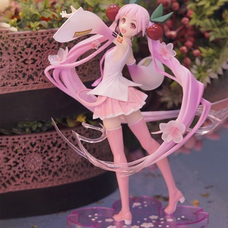 โมเดลฟิกเกอร์ PVC อนิเมะ Hatsune Miku Kawaii Pink Sakura เหมาะกับของขวัญวันเกิด สไตล์ญี่ปุ่น ของเล่นสําหรับเด็กผู้หญิง