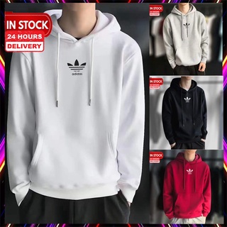 พร้อมส่ง เสื้อกันหนาวแขนยาว มีฮู้ด ลายโลโก้ Adidas สําหรับผู้ชาย และผู้หญิง