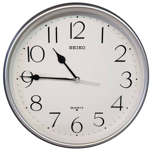 นาฬิกา นาฬิกาแขวนผนังเรืองแสง SEIKO นาฬิกาแขวนผนัง ขอบสีเงินพ่นทราย รุ่น QXA747,QXA747S,QXA747G