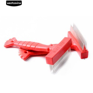 สเตนเลสสตีลหมุด Double Rows แปรง Slicker Cat Dog Rake Grooming Comb