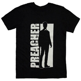 เสื้อยืดคอกลมcrew neckamc preacher ทีวีซีรีส์ jesse custer silhouette เสื้อยืด 100% ใหม่แขนสั้นกีฬา oversize คลาสสิกชาย