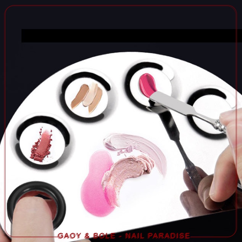 พร้อมส่งทุกวัน จานผสมสี สีทาเล็บ เครื่องสำอางค์ สีน้ำ ทำจากสแตนเลส ทำความสะอาดง่าย Stainless Steel M