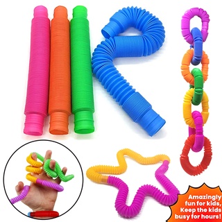 ของเล่นท่อป๊อป แบบยืดหยุ่น สีพื้น เสริมการศึกษา สําหรับเด็ก 2 5 10 ชิ้น