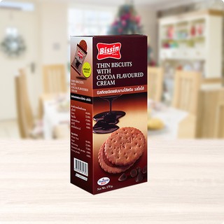 Bissin Thin Biscuit with Cocoa Flavored Cream บิสกิตชนิดแผ่นบางไส้ครีม รสโกโก้ ตรา บิสชิน 170 กรัม