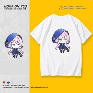 เสื้อยืดคอกลมcrew neckเสื้อยืดแขนสั้นลําลอง คอกลม พิมพ์ลายการ์ตูนอนิเมะ Tomorrows Ark Little Angel Blue Poison Youth สี