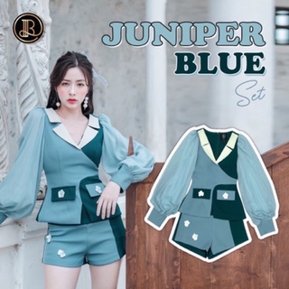 Juniper Blue : BLT เซทกางเกง แขนยาวน่ารักๆ คอวี คอปกทรงแอบเหมือนเทเลอร์เบาๆ