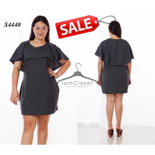 S4440 เสื้อผ้าคนอ้วน : Size 1XL, 2XL, 3XL เดรสคนอ้วนสีเทา