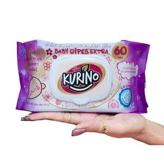 [เซท 3 ห่อ] KURINO คุริโนะ กระดาษทิชชู่เปียก บรรจุห่อ60แผ่น สูตรอ่อนโยน สำหรับเด็ก