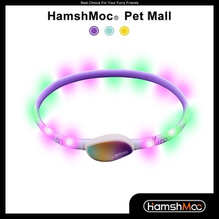 HamshMoc ปลอกคอสุนัข LED ชาร์จ USB กันน้ํา มองเห็นได้ชัด ป้องกันการสูญหาย สําหรับเดินกลางคืน