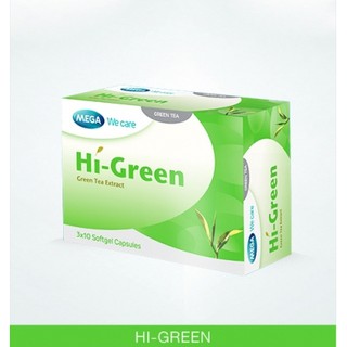 Mega We Care Hi Green 30 แคปซูล ชาเขียวสกัดเพื่อรูปร่างและสุขภาพที่ดี เมก้า วีแคร์ ไฮ-กรีน /931011