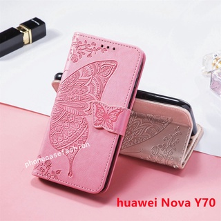 สําหรับ huawei Nova Y70 Plus NovaY70 เคสโทรศัพท์หนัง ฝาพับ ช่องเสียบการ์ด กันกระแทก เคสขาตั้ง ตัวยึด ฝาครอบป้องกัน