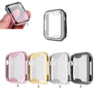 เคสและฟิล์มกันรอยหน้าจอ แบบ TPU สําหรับ Apple Watch รุ่น 7 6 SE 5 4 3 2 1 ขนาด 38, 40, 42, 44, 41, 45 มม.