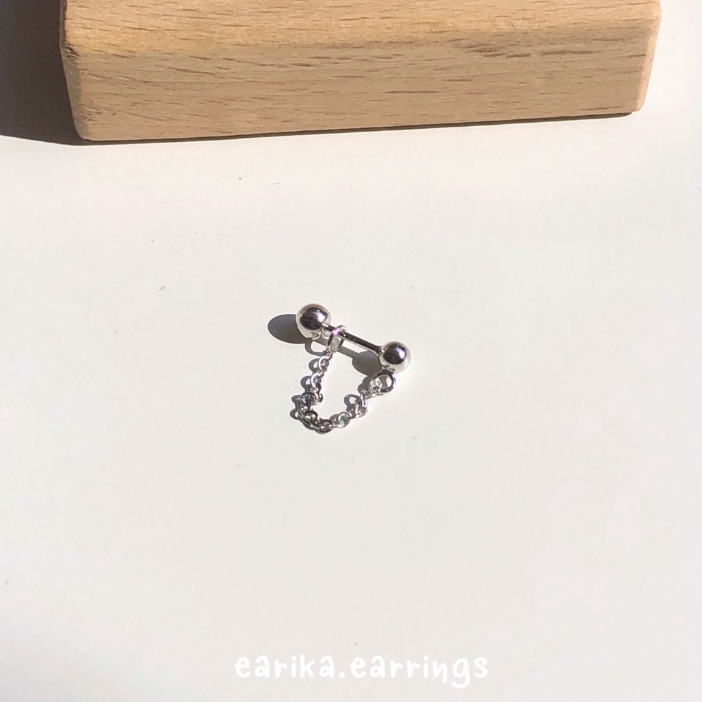 earika.earrings – one chain piercing จิวหูโซ่ห้อยเส้นเดียวเงินแท้ (มีให้เลือกสองสี) เหมาะสำหรับคนแพ้ง่าย ราคา ถูกที่สุด ดีลบีเคเค แกลเลอรีภาพที่ 2