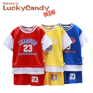 Luckycandy เสื้อกีฬาบาสเก็ตบอล แขนสั้น แบบแห้งเร็ว สําหรับเด็กผู้ชาย 2-12 ปี