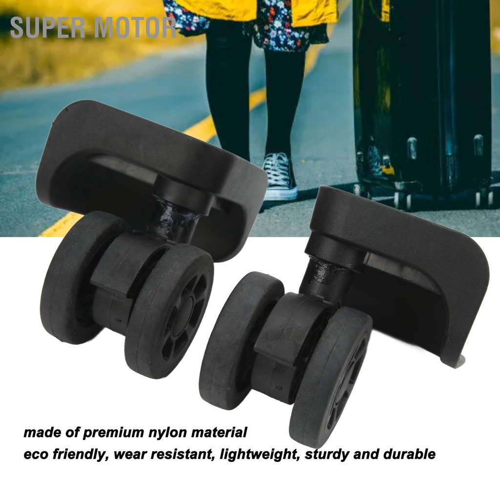 Super Motor 1 Pair Black Luggage Suitcase Caster Swivel Universal Wheel Nylon for Repair Replacement