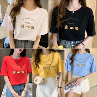 เสื้อยืด Oversize ผ้าCotton 100% แฟชั่นสไตล์เกาหลี T-Shirt โอเวอร์ไซส์ สกรีนลายสวยงาม พร้อมส่งสามารถปรับแต่งได้