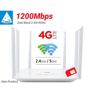 1200Mbps 4G เราเตอร์ ใส่ชิม 6 เสา 2.4G+5G Dual Band Indoor 4G CPE Sim Card Wifi Router AP