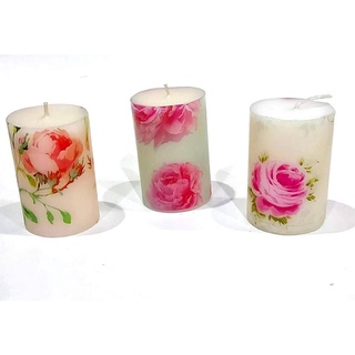 เทียนหอม ลายดอกใหญ่ๆ สวยๆ สีสด - Handmade scented candle [flower design]