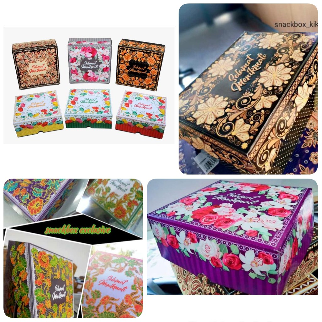 (OKEY กระดาษแข็งพับ) Uk Motif Batik Snack Box. 15 x 11 x 7