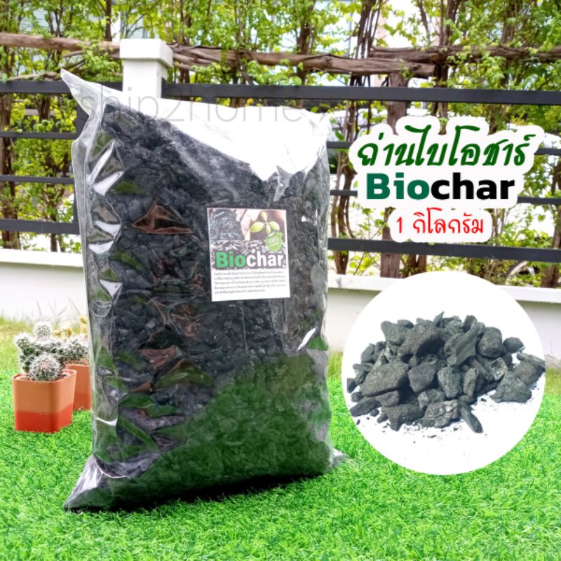 Biochar ถ่านไบโอชาร์ ถ่านชีวภาพ บรรจุ 1กิโลกรัม ช่วยปรับปรุงดิน เพิ่มแร่ธาตุ ออร์แกนิค100%