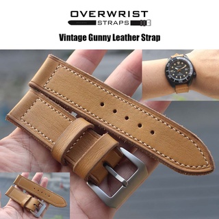 สายนาฬิกา สายหนังวัวแท้ รุ่น overwrist vintage gunny handmade leather strap