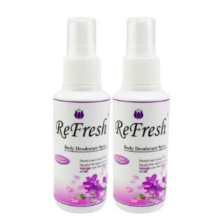 Refresh Deodorant Spray สเปรย์น้ำหอมระงับกลิ่นกาย CK1 Unisex 60ml. แพ็คคู่ (สีม่วง)  