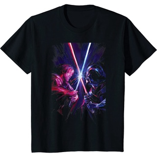 เสื้อยืด ผ้าฝ้ายแท้ พิมพ์ลาย Star Wars Obi-Wan Kenobi VS Darth Vader Lightsaber คุณภาพสูง สําหรับผู้ชายS-5XL