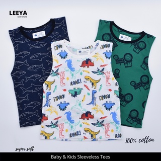 Leeya AJ6 เสื้อกล้ามเด็ก เสื้อยืดเด็ก แขนกุด เนื้อผ้านุ่ม  สวมใส่สบาย 100% Cotton Kids Sleeveless T-shirts