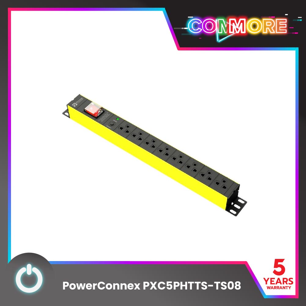 PowerConneX รางปลั๊กไฟ 8 ช่อง (PXC5PHTTS-TS08) พร้อมสวิชต์ เปิด-ปิด Surge Protection ป้องกันฟ้าผ่า O