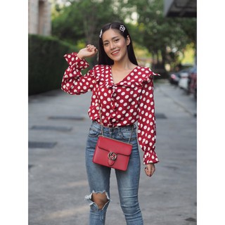 Polka dot cute lady tops