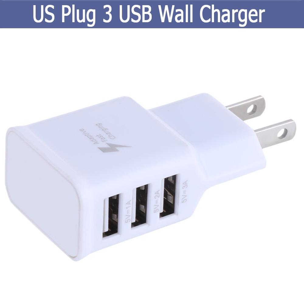 อะแดปเตอร์ 5 V 2A 3 Ports USB AC adptive Fast Charger Adapter Wall US Plug