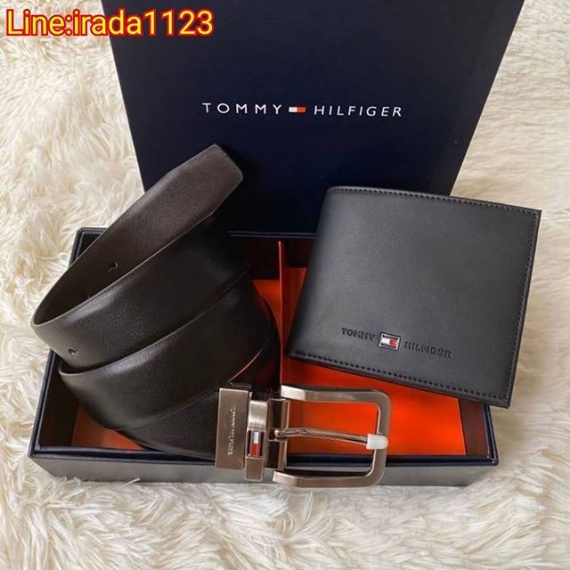 tommy hilfiger belt and wallet set