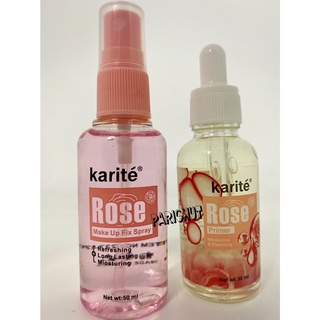 สเปรย์ล็อคเครื่องสําอาง เซ็ทโรสไพรเมอร์และสเปรย์ ให้ความชุ่มชื้น Karite Rose Primer + Fix Spray No.68228-47