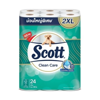 [ทั้งหมด 4 แพ็ค] สก็อต กระดาษทิชชู คลีนแคร์ ยาวพิเศษ 24 ม้วน SCOTT CLEAN CARE XXL ROLL SIZE 24 ROLLS.