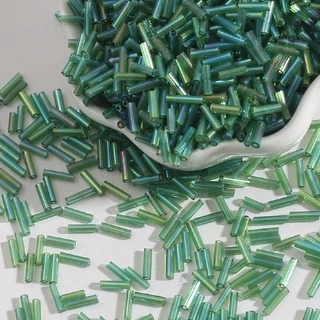 [300 ชิ้น] ลูกปัดแก้ว ทรงกระบอก ชุบสี หลอดยาว สําหรับทําเครื่องประดับ DIY