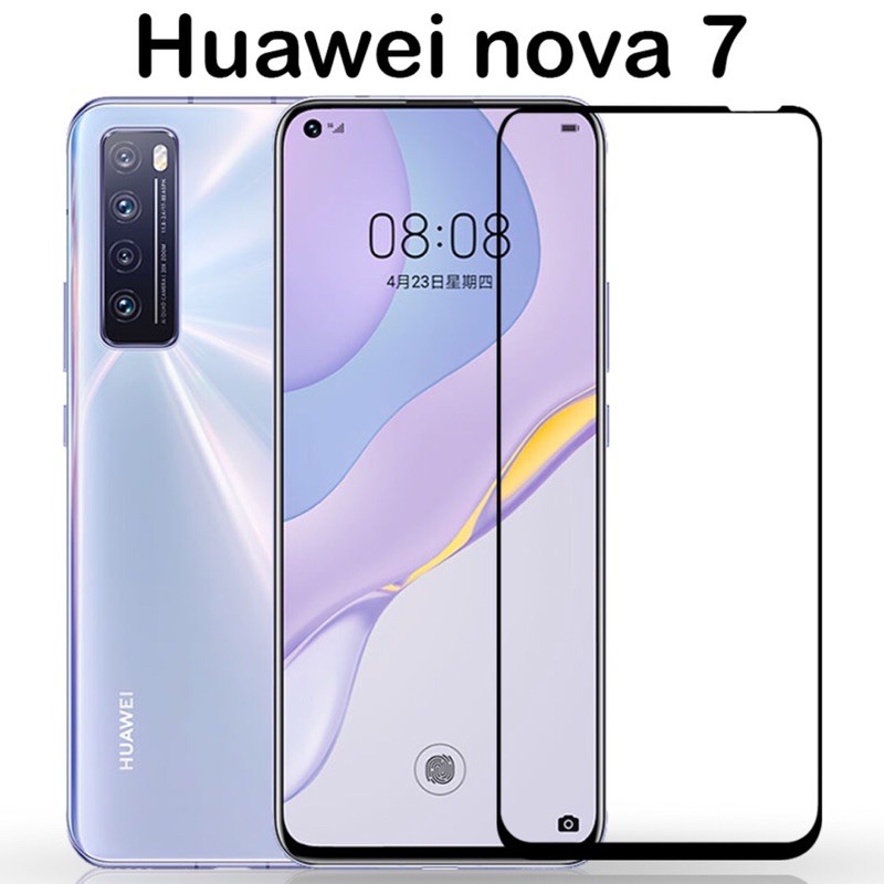 Huawei Nova7 ฟิล์มกระจกนิรภัย เต็มจอ Huawei Nova 7 ฟิล์มเต็มจอ ขอบดำ ฟิล์มกันกระแทก ฟิล์มกันจอแตก คุณภาพดี ติดง่าย