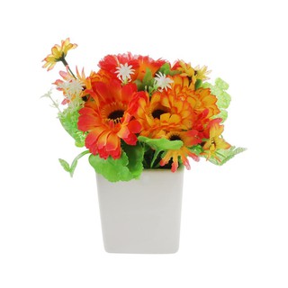 กระถางดอกไม้เบญจมาศประดิษฐ์ ฟ้าและดอกไม้ 20 ซม. สีส้ม ARTIFICIAL CHRYSANTHEMUM IN POT SKY AND FLOWER 20CM ORANGE