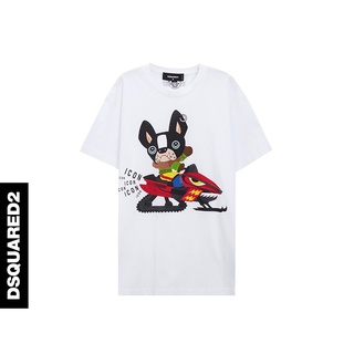 Dsquared2/d Quadratic เสื้อยืดแขนสั้น ผ้าฝ้าย พิมพ์ลายการ์ตูน แฟชั่นฤดูใบไม้ร่วง และฤดูหนาว สําหรับผู้ชายยืด.สบาย.รัก